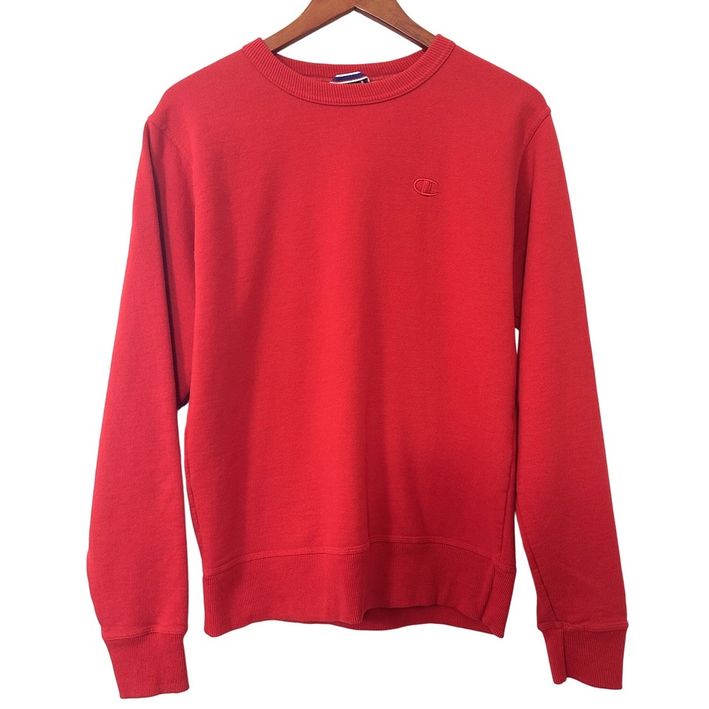 Champion Crewneck Sweatshirt Red Mens Small Embroidered Logo Pullover Fleece